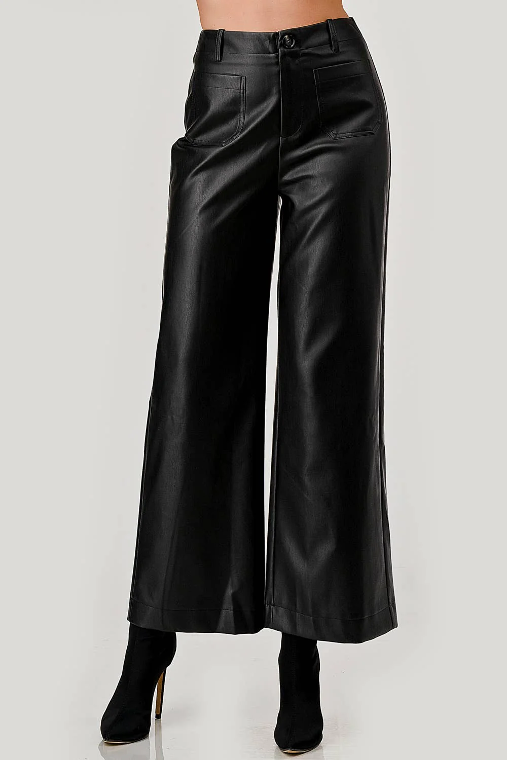 Faux Leather Wide-Leg Pants - Image 4