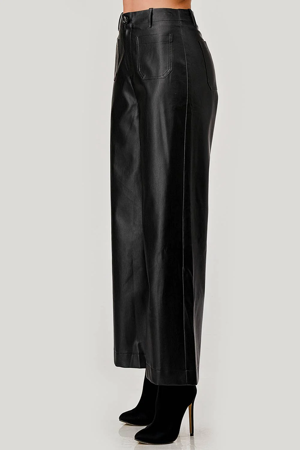 Faux Leather Wide-Leg Pants - Image 5