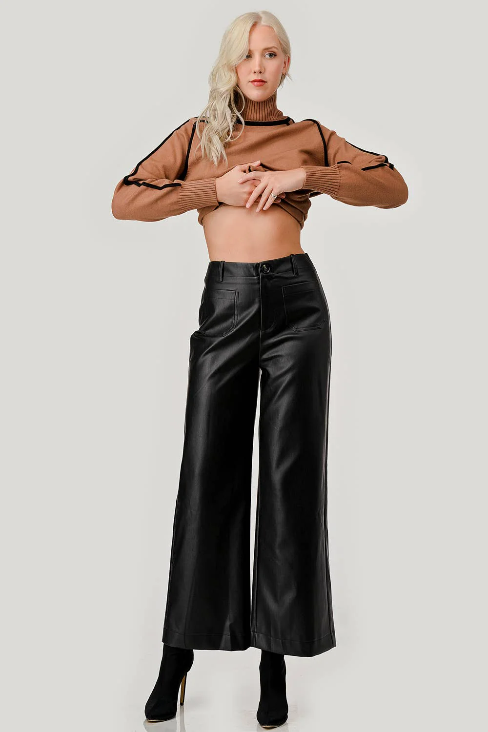 Faux Leather Wide-Leg Pants - Image 7