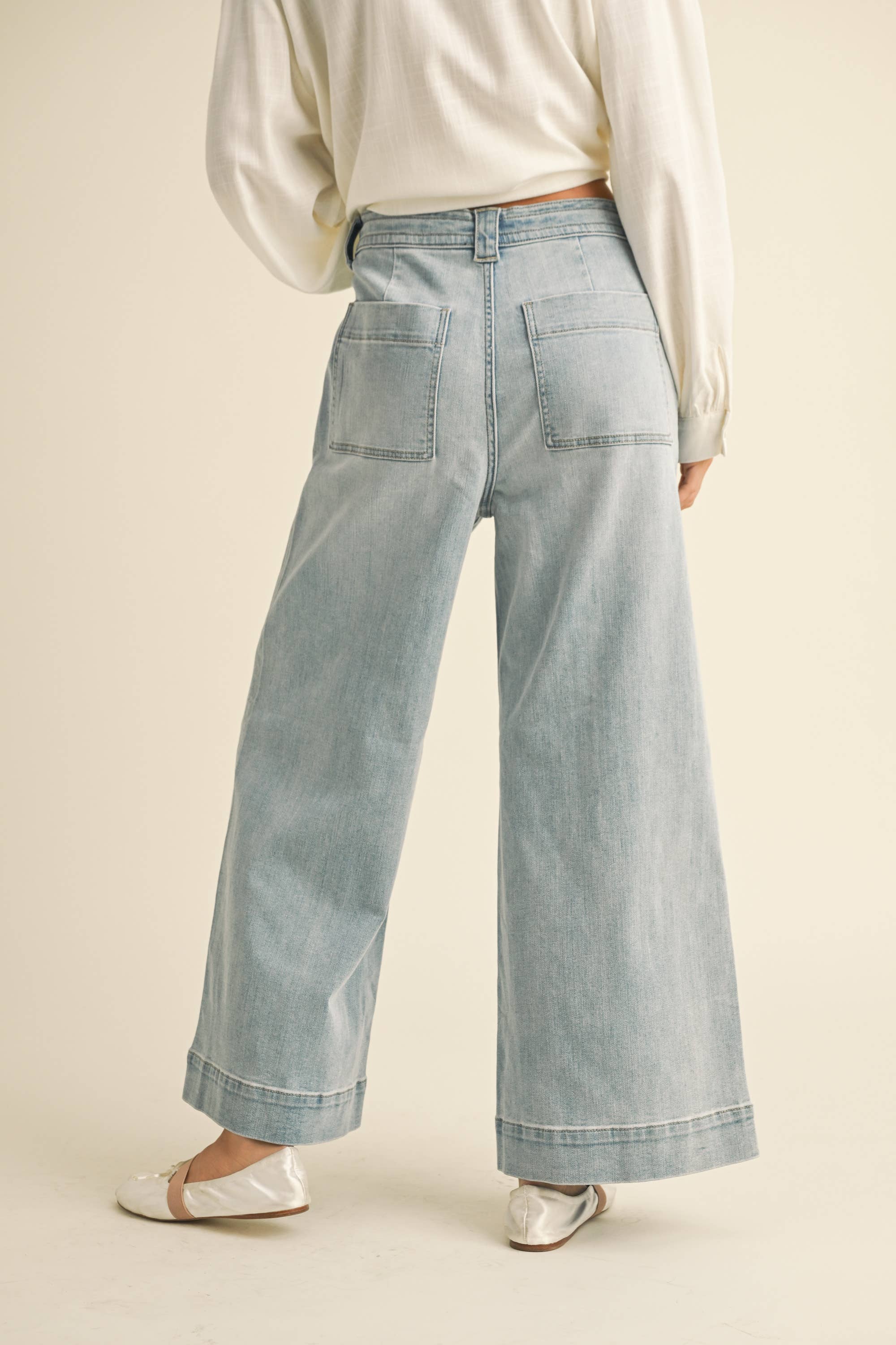 The Washed Denim Front Tie Pant - Image 3