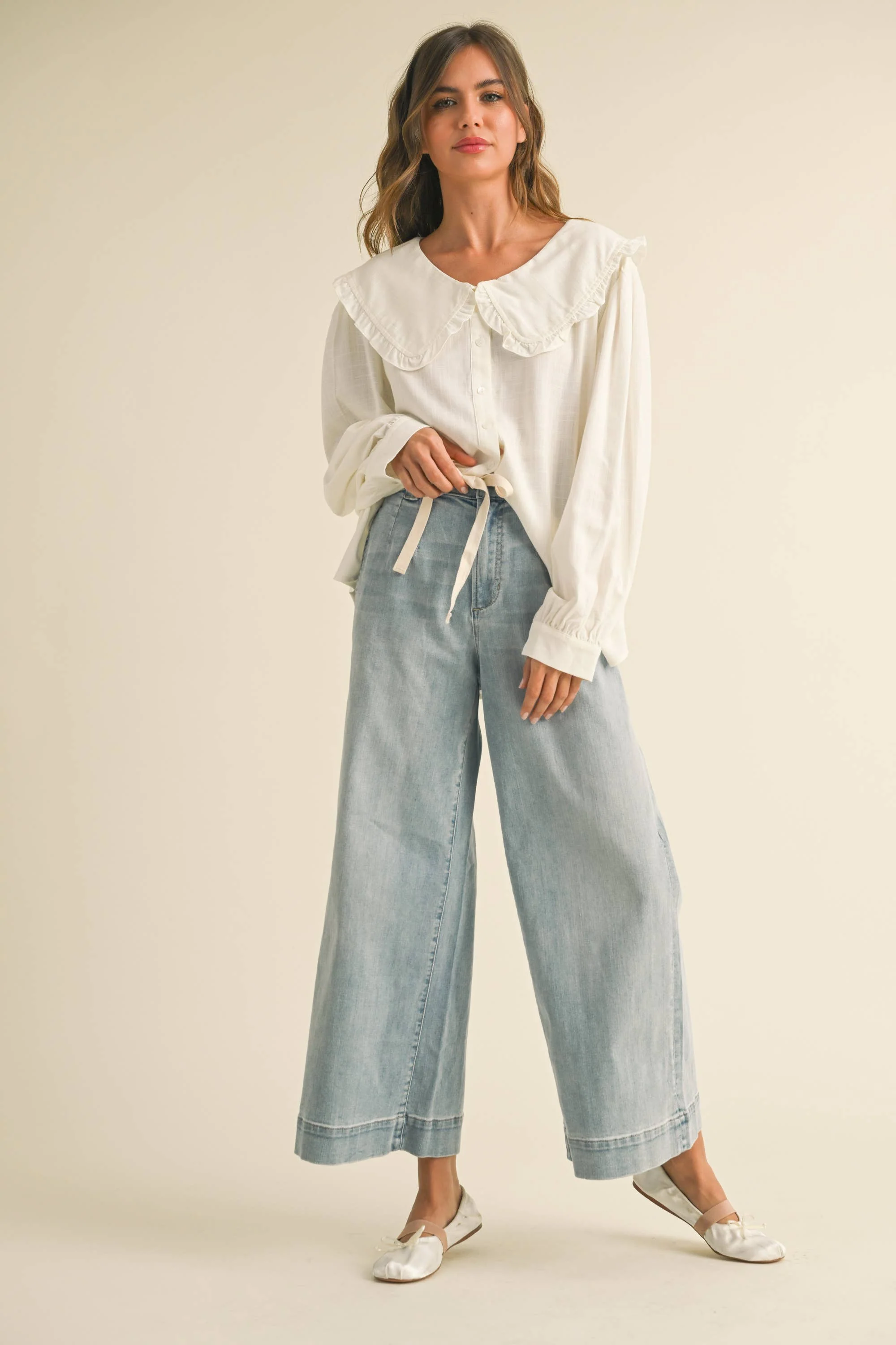 The Washed Denim Front Tie Pant - Image 4